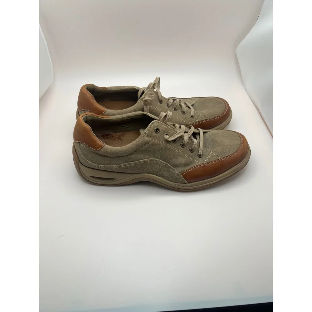 Cole Haan City Mens 10M Tan Canvas Brown Leather Lace Up Casual Shoes C04748